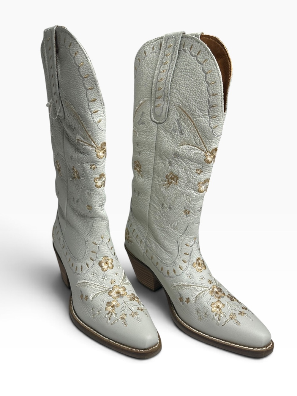 NWB Dingo 1969 Bloom Leather Cowboy Boots white 7 - Picture 9 of 14